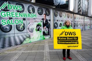 Protest gegen Greenwashing vor der DWS,