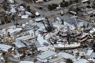 Aerial View after Hurricane Ian in Ft. Meyers Beach, Florida