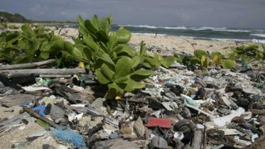 Plastikmüll liegt am Strand von Hawaii im Pazifik. Dezember, 2006