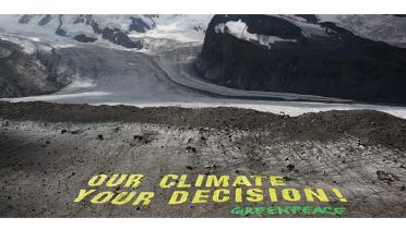 Appell für den Klimaschutz auf dem Schweizer Gorner-Gletscher, August 2009