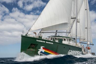 The Rainbow Warrior on the Great Barrier Reef