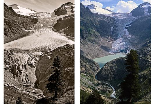 Der Triftgletscher in den Schweizer Alpen: 1948 und 2006