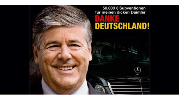 Flyer: Danke Deutschland! Ackermann erhält 50.000 Euro für seinen Dienstwagen, Mai 2008
