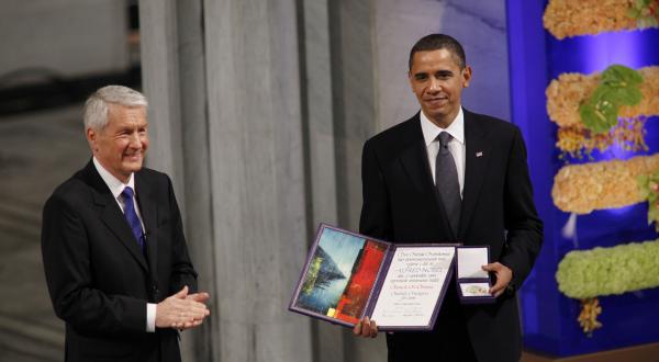 US President Barack Obama erhält den Friedensnobelpreis, Dezember 2009