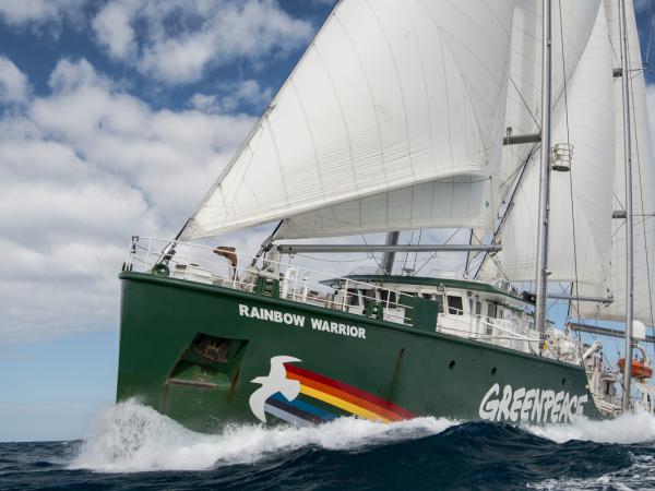 The Rainbow Warrior on the Great Barrier Reef