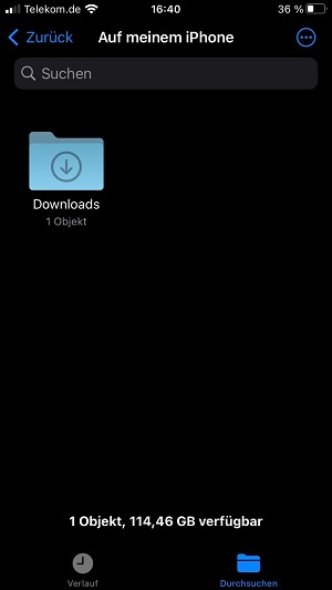 Screenshot iOS Safari Dateien Downloads Ordner