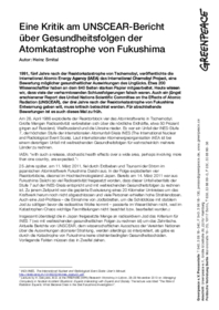 Kritik am UNSCEAR-Bericht über Gesundheitsfolgen von Fukushima