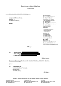 Klageschrift Mayer/Kaiser/Hipp gegen Volkswagen