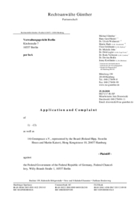 German Climate Case: Application and Complaint