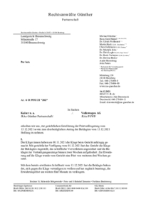 VW-Klage: Stellungnahme Fristverlängerung
