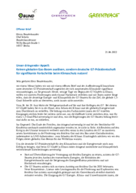 G7: Offener Brief der Umweltschutzverbände an Bundeskanzler Olaf Scholz
