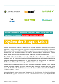 Mythen der Biosprit-Lobby – Faktencheck