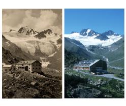 Gletscherschmelze: Der Jamtalferner-Gletscher in den österreichischen Alpen, fotografiert 1929 und 2001