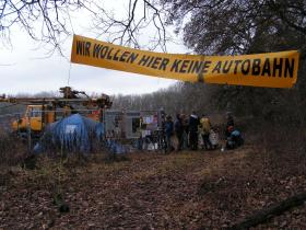 Camp gegen Autobahn in der Lobau in Österreich