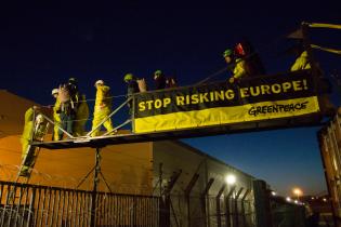 Protest am Atomkraftwerk Fessenheim