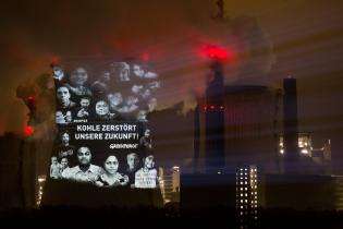 Projection in German onto Coal Power Plant Neurath in Germany