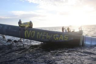 Protest on Pipeline-Laying Ship near Rügen
