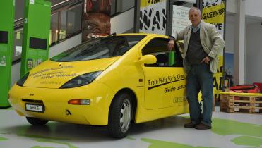 Wolfgang Lohbeck, Greenpeace-Experte für Verkehr, mit dem Smile in Hamburg.