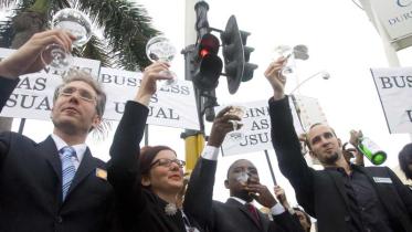 Protest für den Klimaschutz in Durban im Oktober 2011