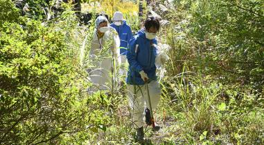 Greenpeace-Expertenteam bei Radioaktivitätsmessungen in Namie, Fukushima