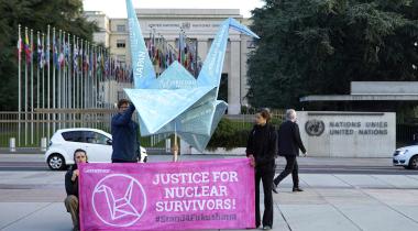 Greenpeace-Aktion vor UN-Gebäude in Genf