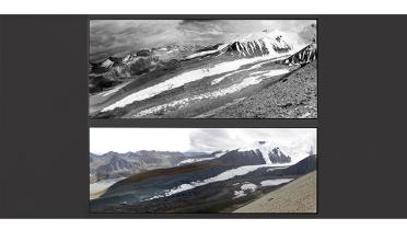 Gletscherzunge des Halong-Gletschers im Juni 1981 und im Juni 2005