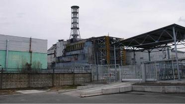 Der Sarkophag des Atomkraftwerkes in Tschernobyl, 07.04.2011