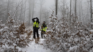 Aktivisten kartographieren Wald in Hessen, Februar 2013
