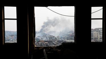Chemiefabrik in Tianjin nach der Explosion