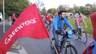 Fahrraddemonstration von Köln nach Bonn, Greenpeace-Teilnehmer
