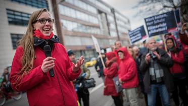 Aktivistin Lisa Storcks auf Rote-Linie-Demo