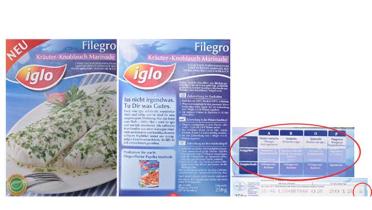 Kennzeichnung Fischprodukte: Iglo
