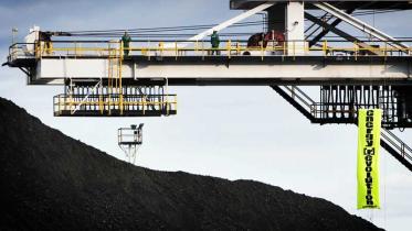 Protest am Marghera Kohlekraftwerk in Italien, gegen die G8 Regierungen.Juli 2009