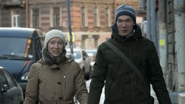 Jekaterina Saspa mit ihrem Mann Ilja in St. Petersburg, Dezember 2013