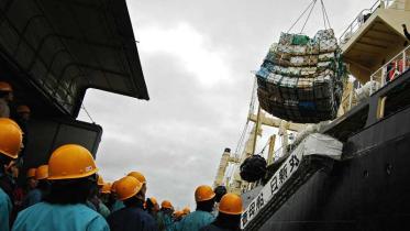 Japanische Walfangflotte kehrt zurück im April 2006