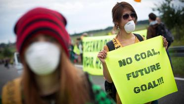 Protest gegen Braunkohletagebaue in der Lausitz