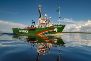 Greenpeace ship "Arctic Sunrise" in the Amazon off Manaus