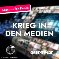 Flyer Ankündigung "Lessons for Peace Stunde Krieg in den Medien"