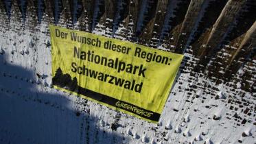Protest an der Schwarzbach-Talsperrre im Nordschwarzwald, im Dezember 2012