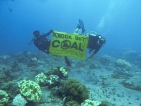 Greenpeace-Taucher protestieren gegen klimaschädliche Kohle