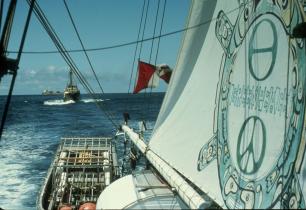 1975: Mit der "Phyllis Cormack" kreuzt Greenpeace zum ersten Mal vor einem Walfangschiff 