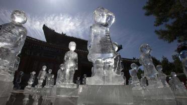 Eisskulpturen in Peking, August 2009