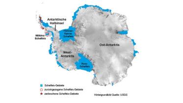 Schmelzprozesse in der Antarktis (Karte) Januar 2010