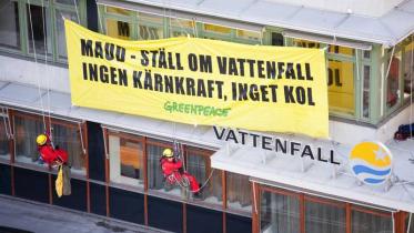 Protest gegen Vattenfall in Stockholm, April 2010