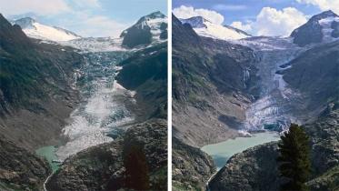 Gletschervergleich 2002 und 2006: Der Triftgletscher im Berner Oberland