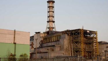 Die Schutzhülle von Tschernobyl, Block 4, April 2009