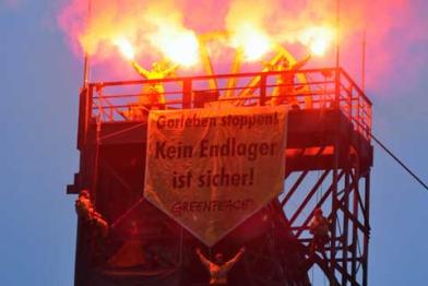 Aktion auf dem Förderturm Asse