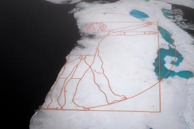 Da Vinci's Vitruvian Man on Arctic Sea Ice