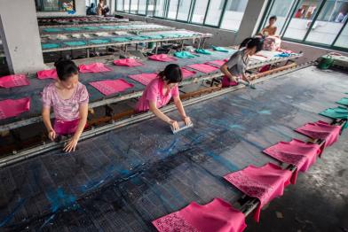 Workers at a Textile Factory in China
