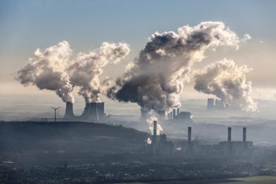 Aerial of Coal Fired Power Plants in Germany